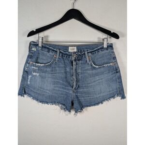 Citizens Of Humanity Shorts Womens 30 Blue Annabelle Cutoff High Rise Raw Hem